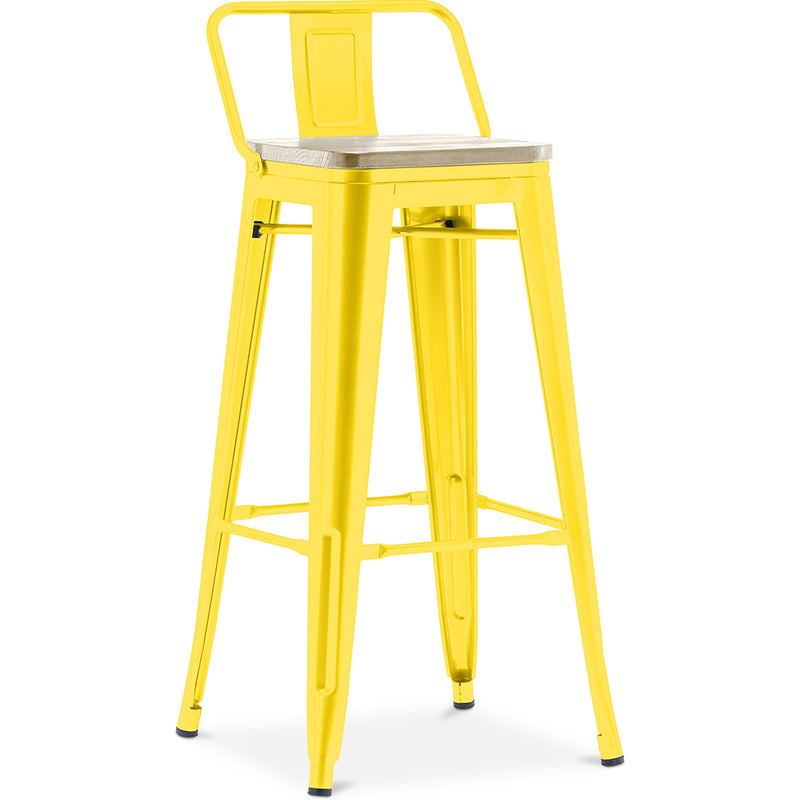 Barhocker mit Rückenlehne - Industrielles Design - Holz und Stahl - 76cm - Neue Ausgabe - Stylix