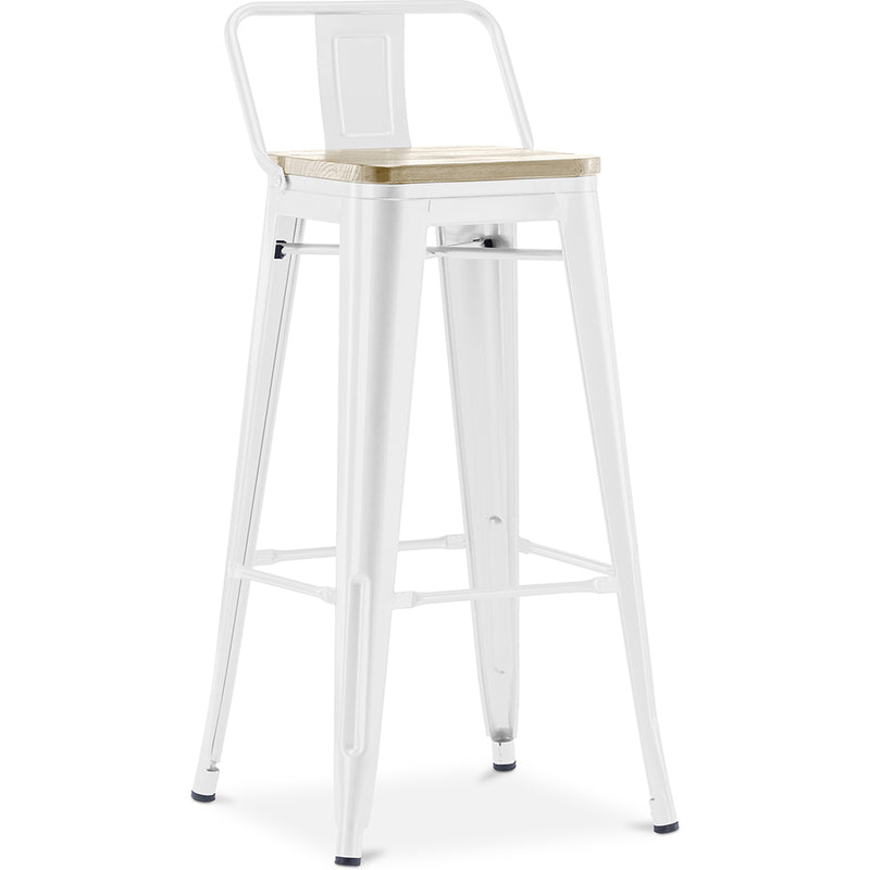 Barhocker mit Rückenlehne - Industrielles Design - Holz und Stahl - 76cm - Neue Ausgabe - Stylix