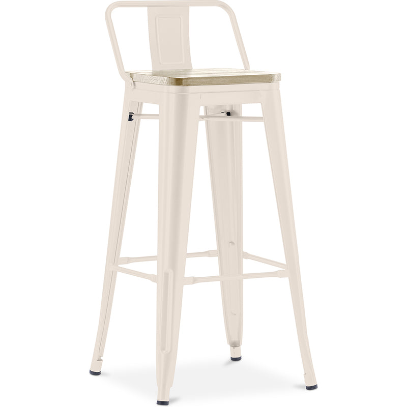 Barhocker mit Rückenlehne - Industrielles Design - Holz und Stahl - 76cm - Neue Ausgabe - Stylix