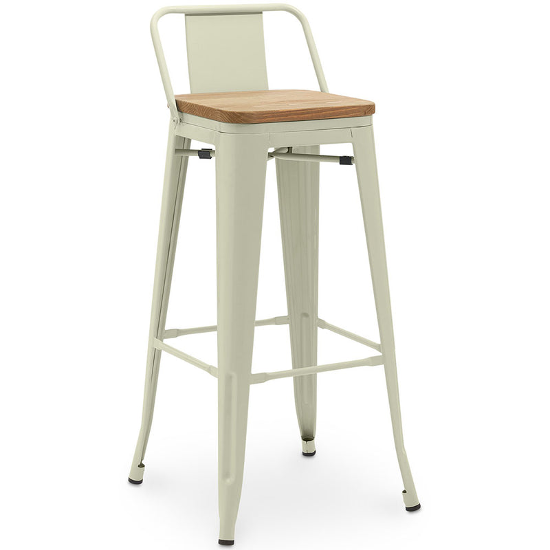 Barhocker mit Rückenlehne - Industrielles Design - Holz und Stahl - 76cm - Neue Ausgabe - Stylix