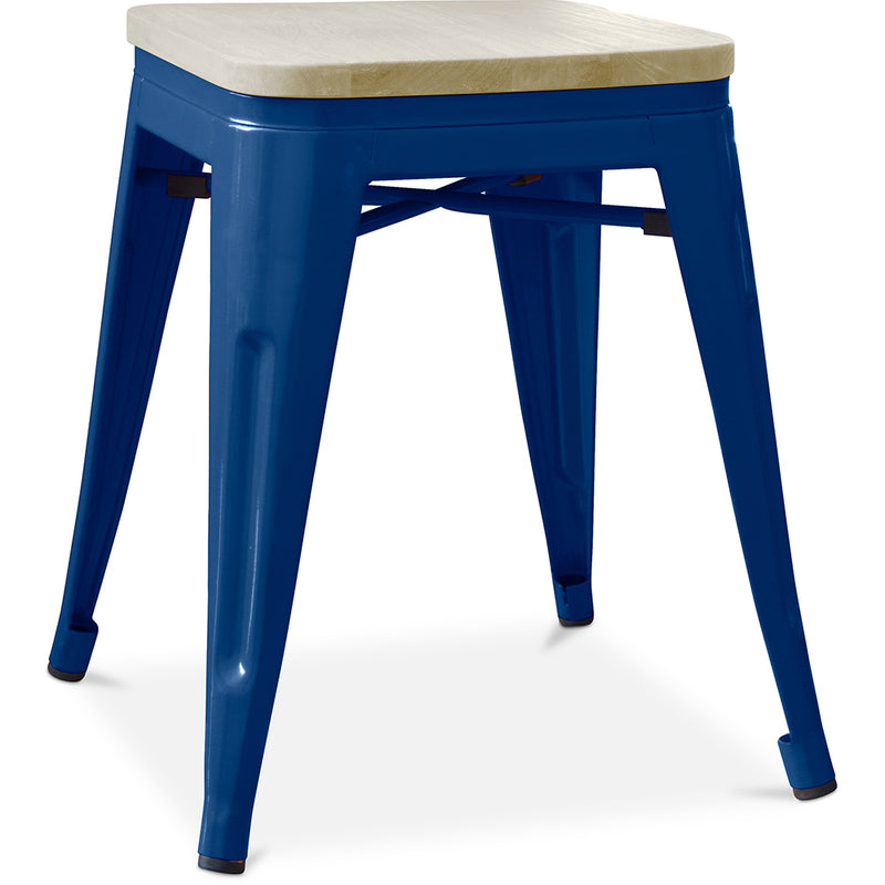 Tabouret de bar design industriel - Bois et acier - 45cm - Nouvelle édition - Stylix