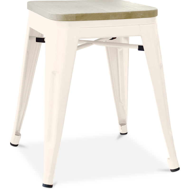 Tabouret de bar design industriel - Bois et acier - 45cm - Nouvelle édition - Stylix