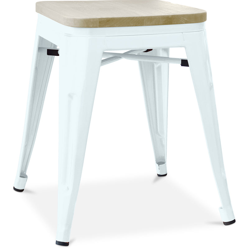 Tabouret de bar design industriel - Bois et acier - 45cm - Nouvelle édition - Stylix