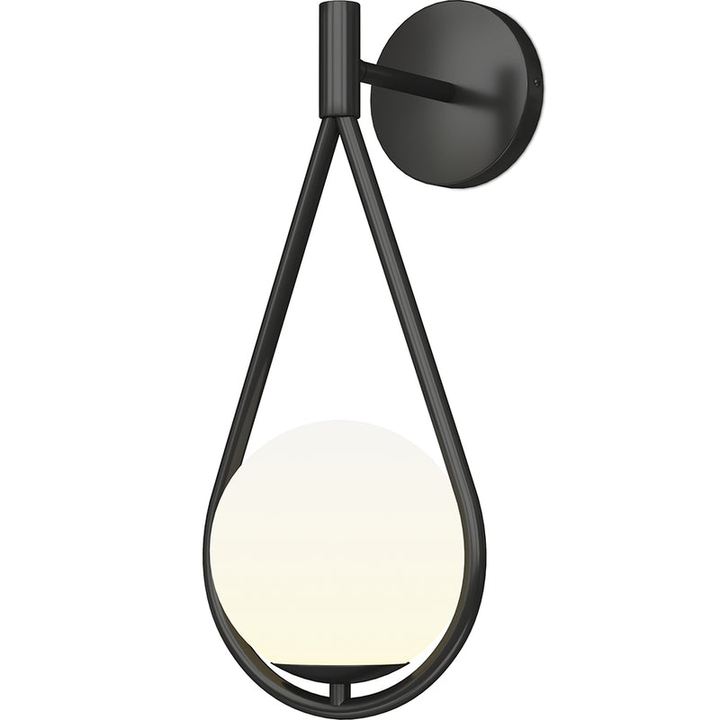 Black Wall Sconce - Globe Lampshade - Tear