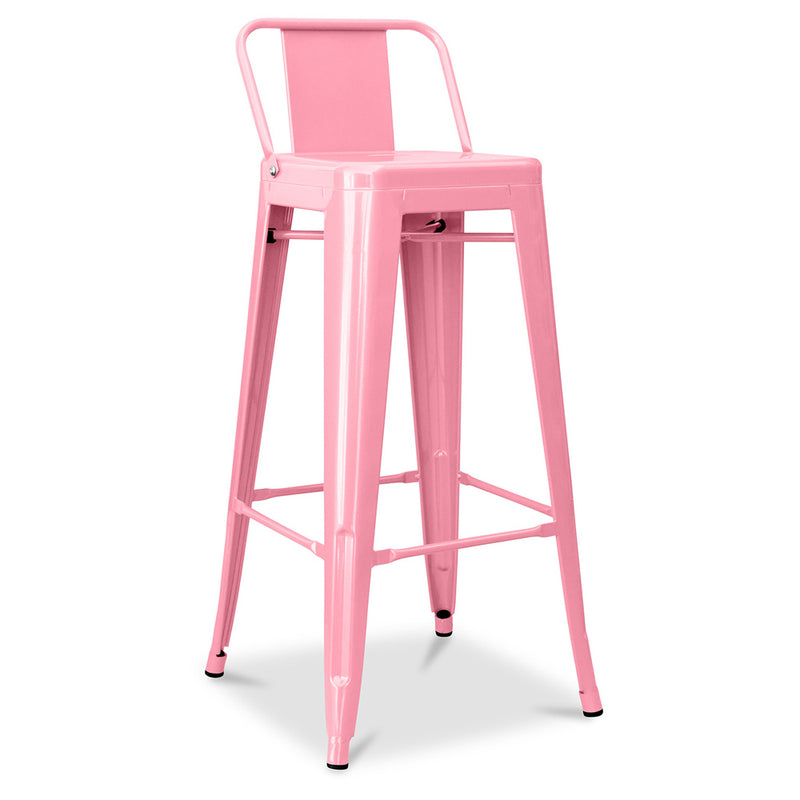 Bar stool with backrest - Industrial design - 76cm - New edition - Stylix