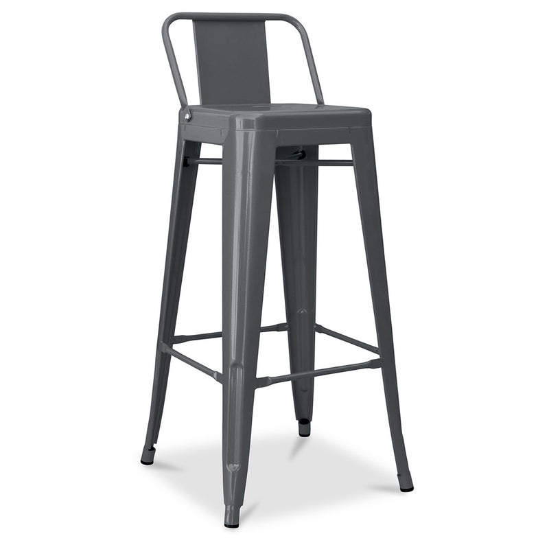 Bar stool with backrest - Industrial design - 76cm - New edition - Stylix
