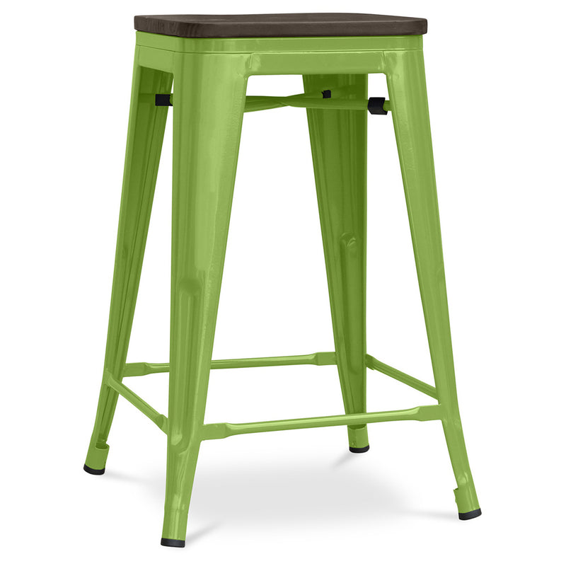 Bar Stool - Industrial Design - Wood and Steel - 60cm - Stylix