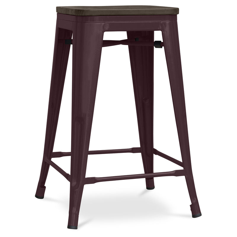 Bar Stool - Industrial Design - Wood and Steel - 60cm - Stylix