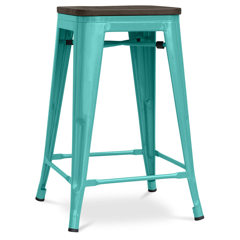 Bar Stool - Industrial Design - Wood and Steel - 60cm - Stylix