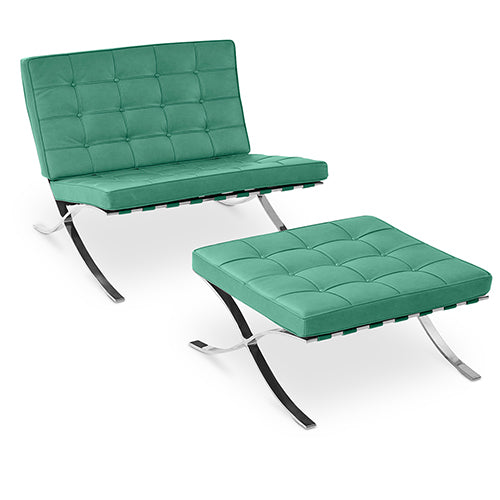 Design Armchair with Footrest - Faux Leather Upholstery - Town