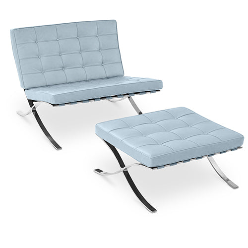 Design Armchair with Footrest - Faux Leather Upholstery - Town