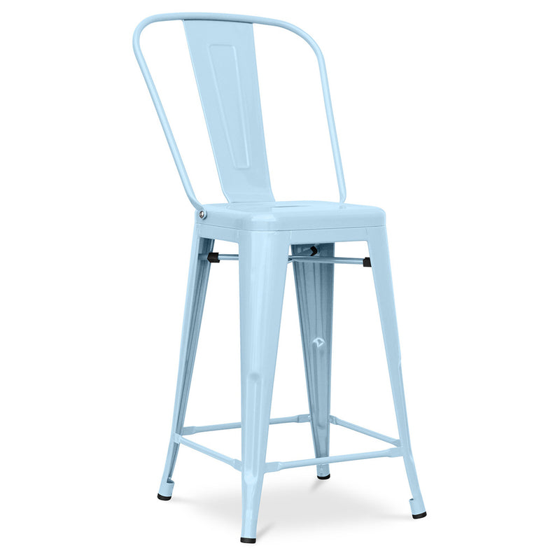 Banco de bar com encosto - design industrial - 60cm - Stylix