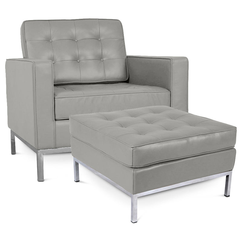 Fotel designerski z podnóżkiem - tapicerka z ekoskóry - Konel