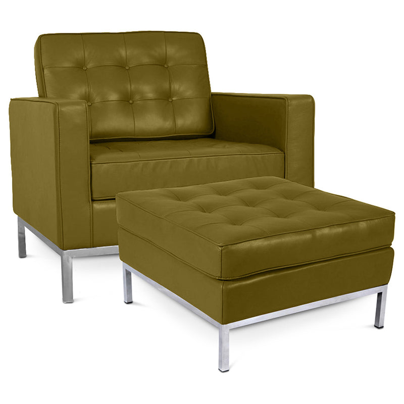 Fotel designerski z podnóżkiem - tapicerka z ekoskóry - Konel