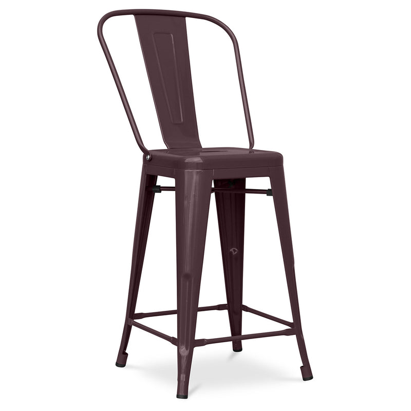 Banco de bar com encosto - design industrial - 60cm - Stylix
