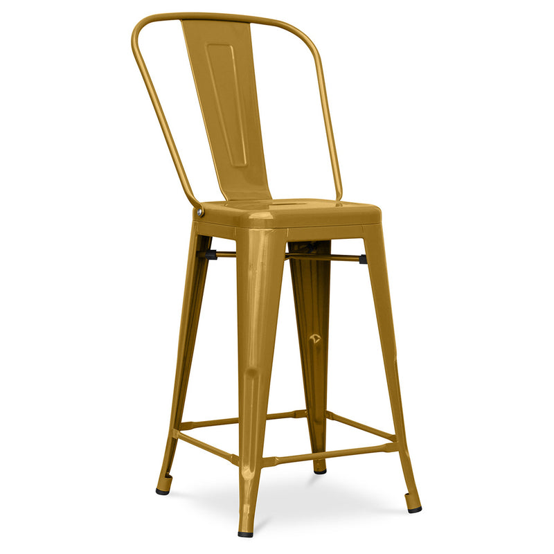 Banco de bar com encosto - design industrial - 60cm - Stylix