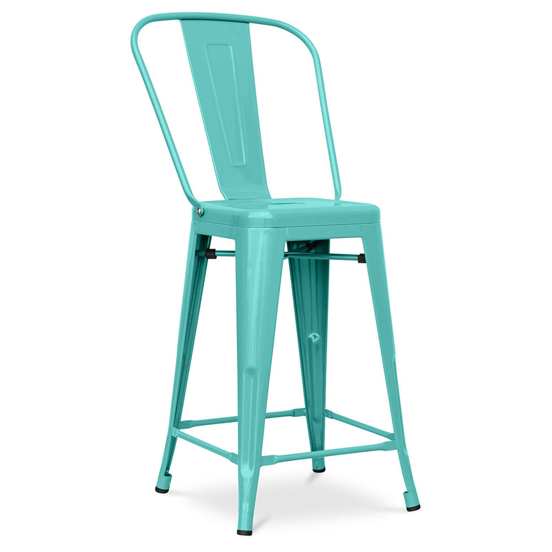 Banco de bar com encosto - design industrial - 60cm - Stylix