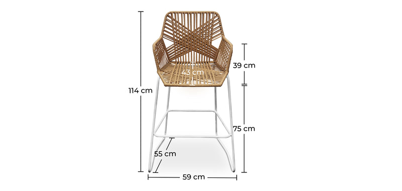 Taburett Design Boho Bali i Rattan - 75cm - Tale