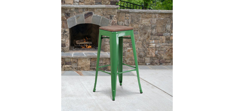 Bar stool - Industrial design - Wood and steel - 76 cm - New Edition - Stylix