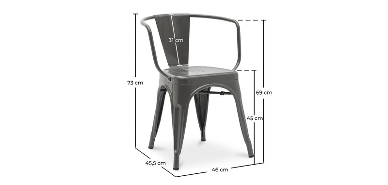 Dining chair with armrests - Industrial design - Steel - New edition - Stylix
