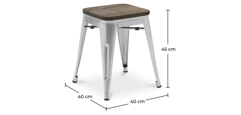 Taburete de Bar Diseño Industrial - Madera y Metal - 45 cm - Nueva Edición - Stylix
