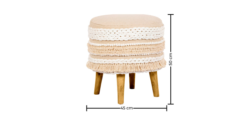 Tabouret Pouf Rond - Style Boho Bali - Ivy