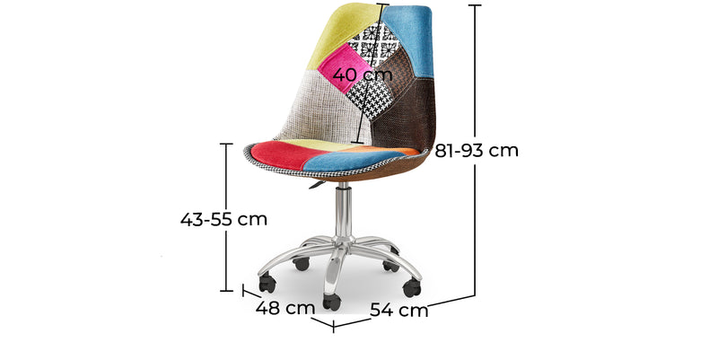 Chaise de Bureau Pivotante - Tissu Patchwork - Simona