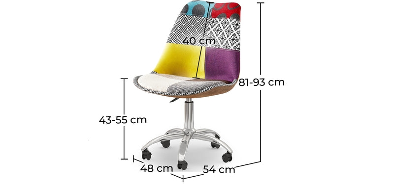 Chaise de Bureau Pivotante - Tissu Patchwork - Ray