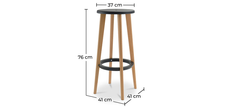 Wooden bar stool - Scandinavian style - Cesar