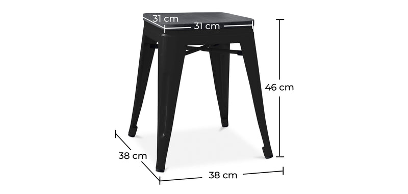 Taburete Diseño Industrial - Madera y Acero - 46cm - Stylix