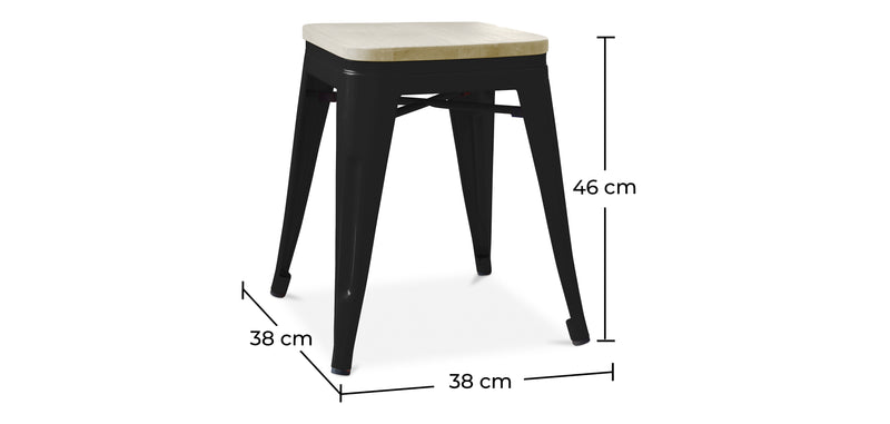Banco Design Industrial - Madeira & Metal - 45cm - Stylix