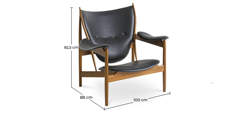 Design Armchair with Armrests - Wood and Leather - Captain