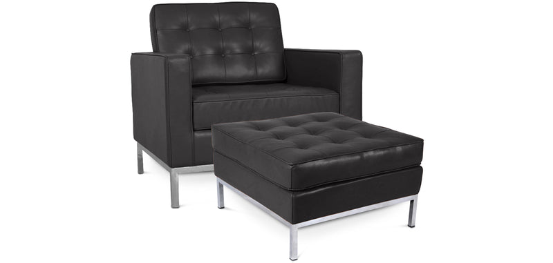 Fotel designerski z podnóżkiem - tapicerka z ekoskóry - Konel