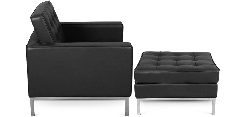 Fotel designerski z podnóżkiem - tapicerka z ekoskóry - Konel