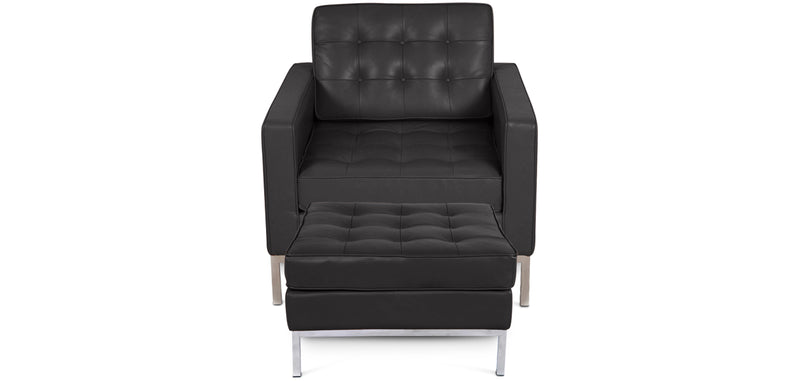Fotel designerski z podnóżkiem - tapicerka z ekoskóry - Konel