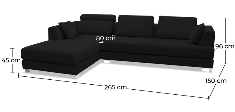 Chaise longue avec 3 places - Tissu d'ameublement - Boretti