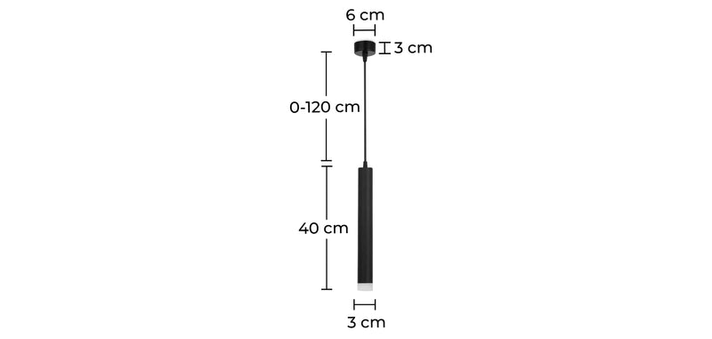 Plafondlamp in buis - LED hanglamp - Zwart - Lilu