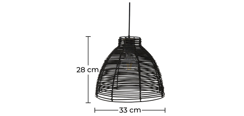 Lampa sufitowa z czarnego rattanu - Lampa wisząca w stylu Boho Bali - Gian