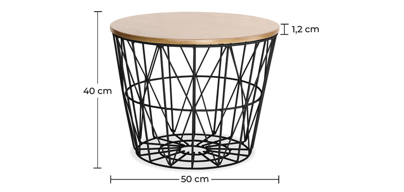 Table d'appoint ronde - Design industriel - Bois et métal - Basker