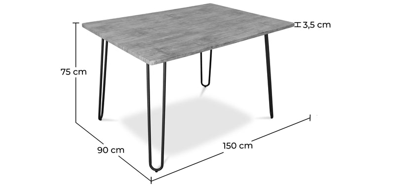 Kontorsett - Industrielt design 120cm - Hairpin + Spisestuestol - Stylix