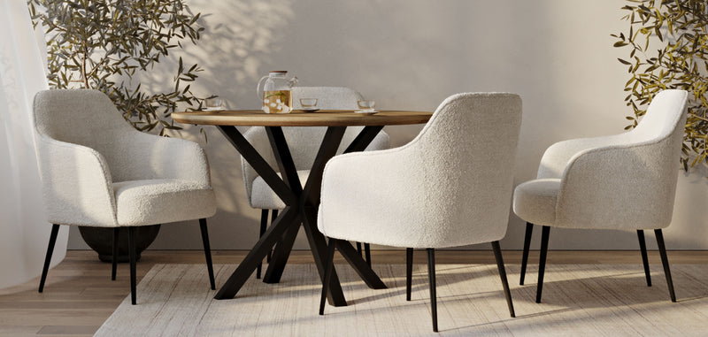 Table à manger ronde - Industrielle - Bois et métal - Bayron