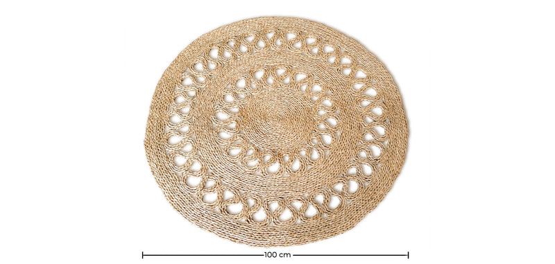 Tapis rond en jute - Boho Bali - 100 CM - Ilya