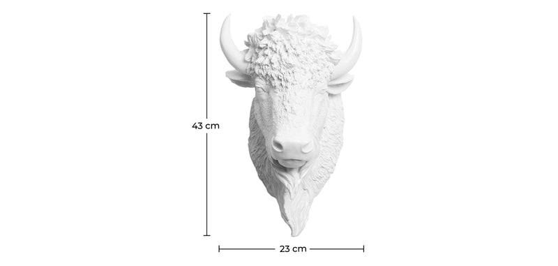 Wanddekoration - Weißer Bisonkopf - Uka