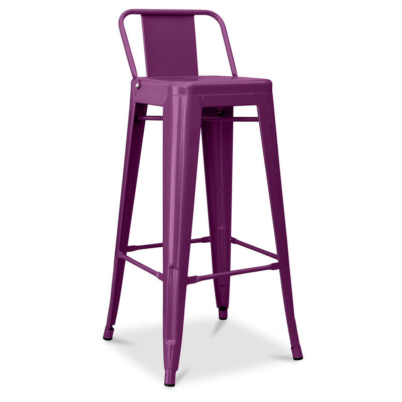 Bar stool with backrest - Industrial design - 76cm - New edition - Stylix