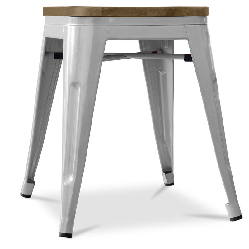 Industrial Design Stool - Wood and Steel - 45cm - Stylix