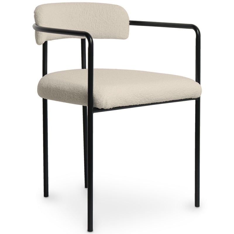 Chaise de salle à manger en bouclette fausse fourrure Tapissée - Boucles Blanches - Garne