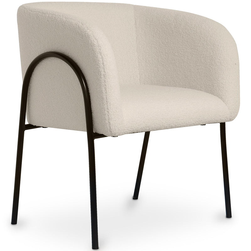 Chaise de salle à manger en bouclette fausse fourrure Tapissée - Boucles Blanches - James