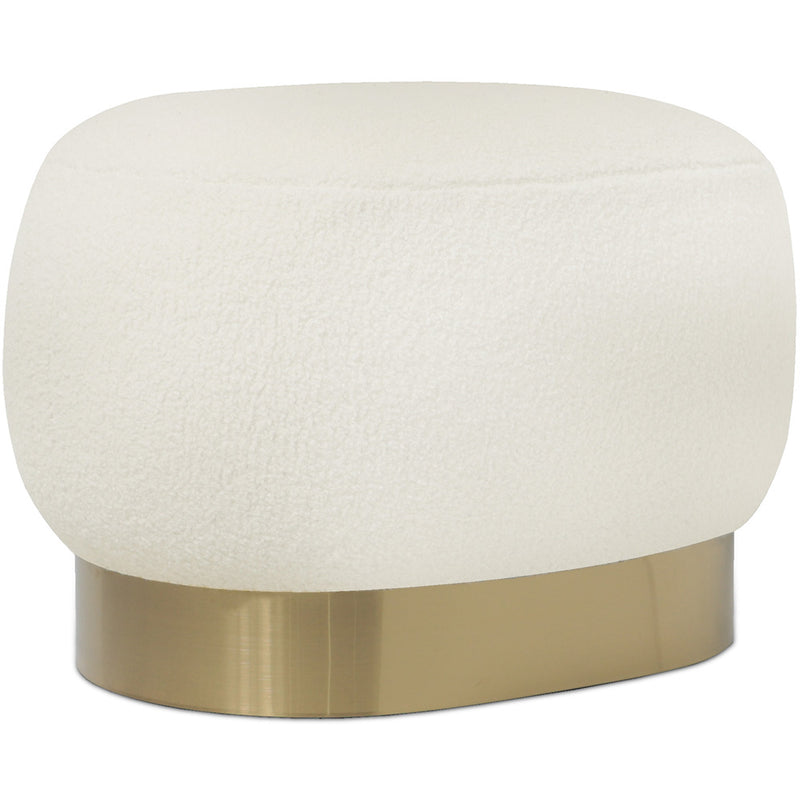 Pouf en bouclette fausse fourrure Tapissée - Boucles Blanches - Luxe