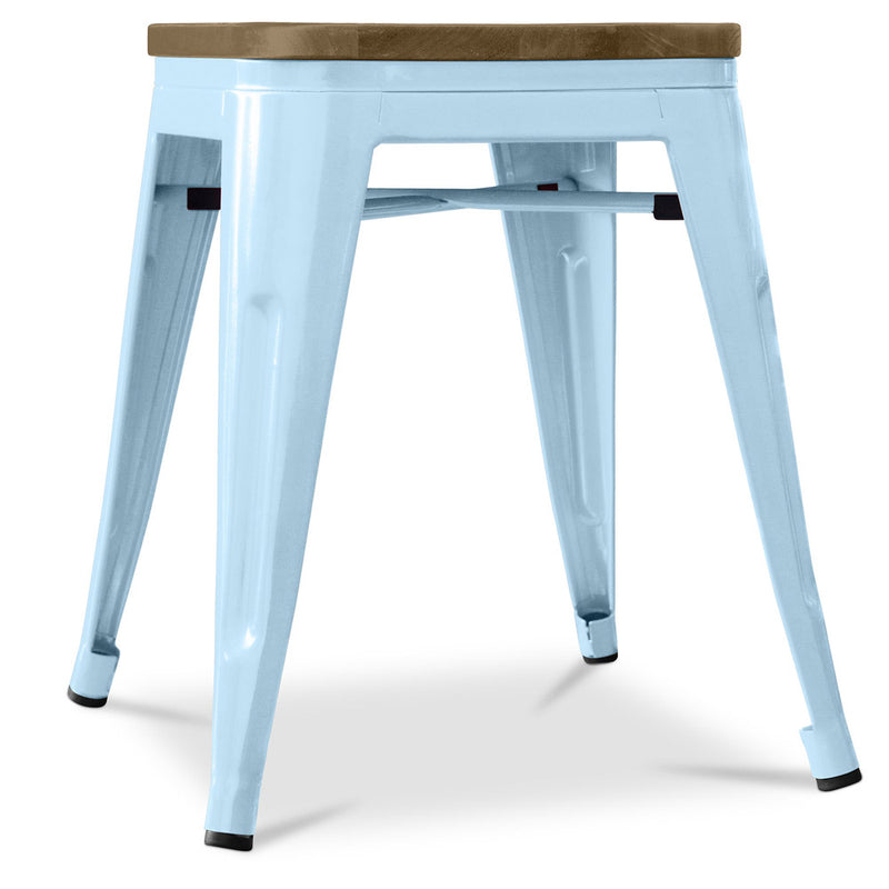 Industrial Design Stool - Wood and Steel - 45cm - Stylix