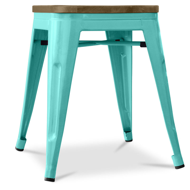 Industrial Design Stool - Wood and Steel - 45cm - Stylix